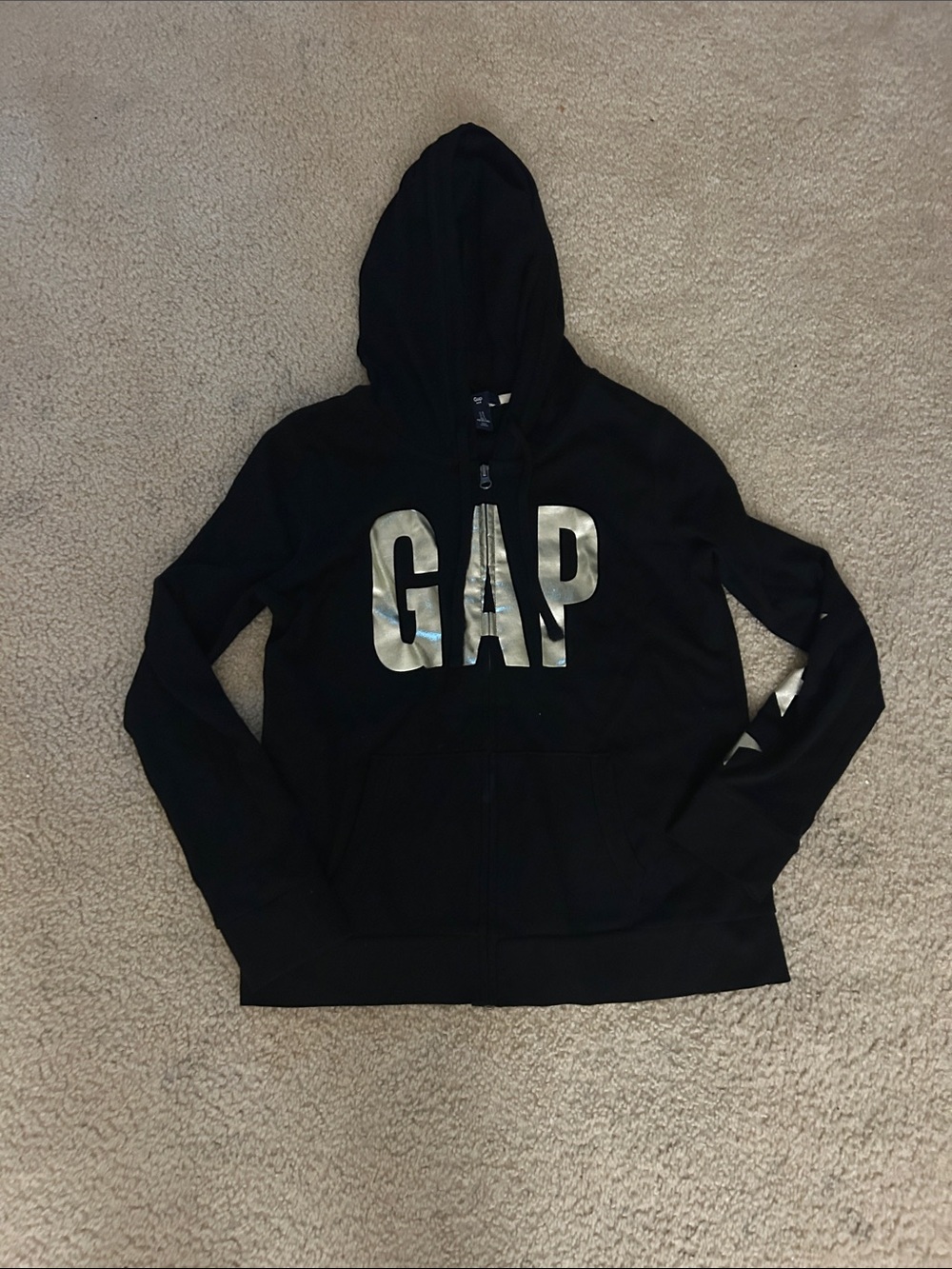 GAP Black Hoodie with Gold Metallic Logo